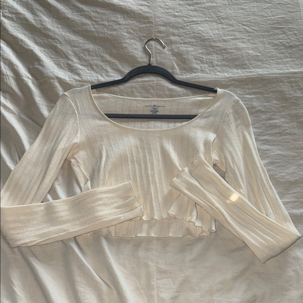 Brandy Melville Cream Ribbed Blouse